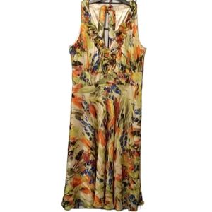 Donna Ricco Halter Floral Ruffle V-Neck Dress sz 10